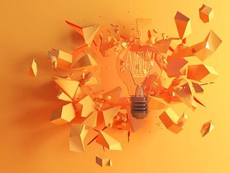 Lightbulb exploding with ideas